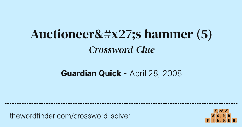 Auctioneer's hammer crossword clue image