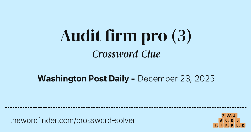 Audit firm pro crossword clue image