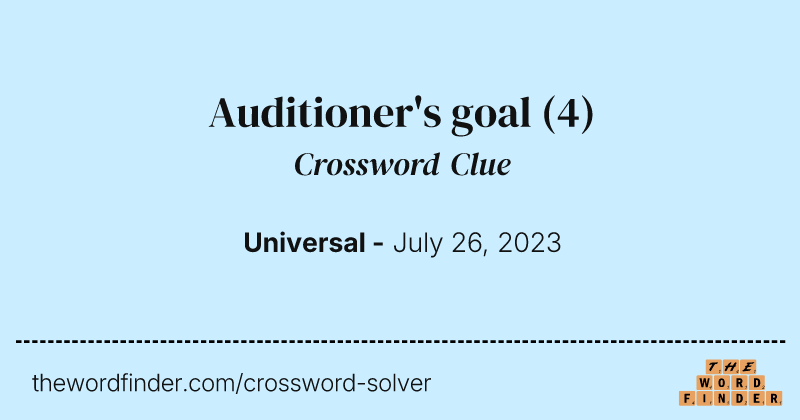 Auditioner's goal crossword clue image