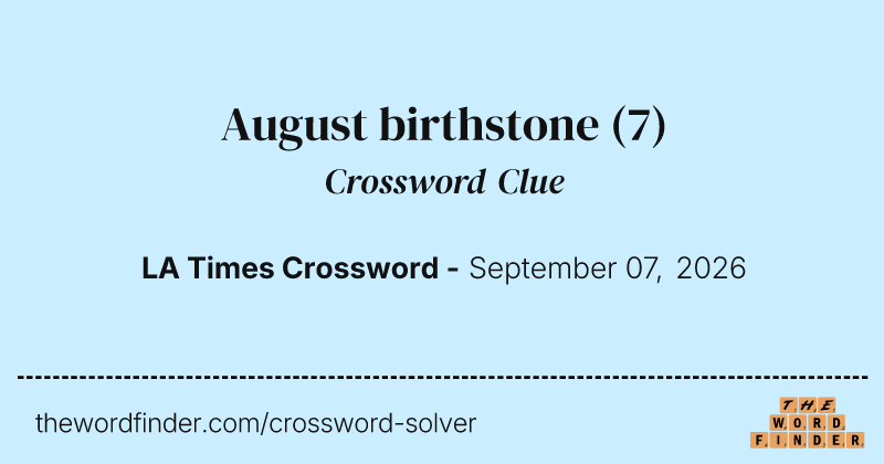 August birthstone crossword clue image