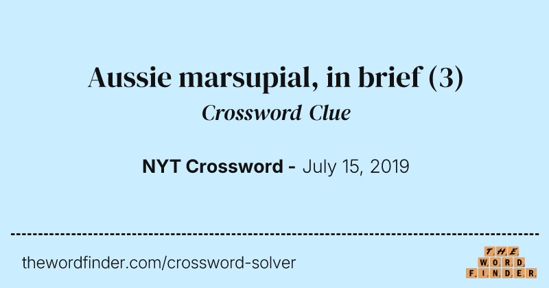Aussie marsupial, in brief crossword clue image