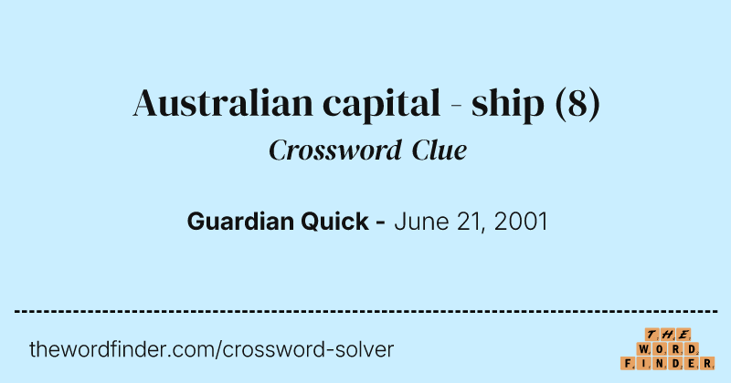 Australian capital - ship crossword clue image