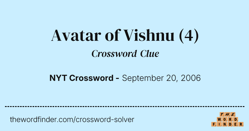 Avatar of Vishnu crossword clue image