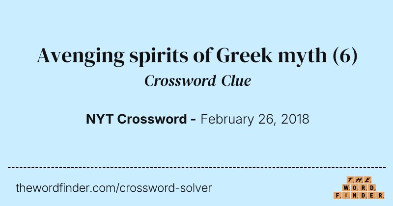 Avenging spirits of Greek myth crossword clue image