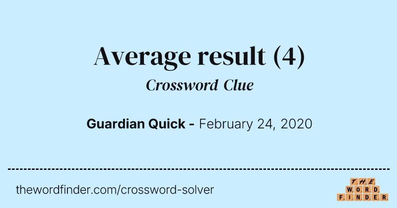 Average result crossword clue image