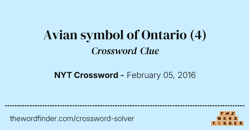 Avian symbol of Ontario crossword clue image