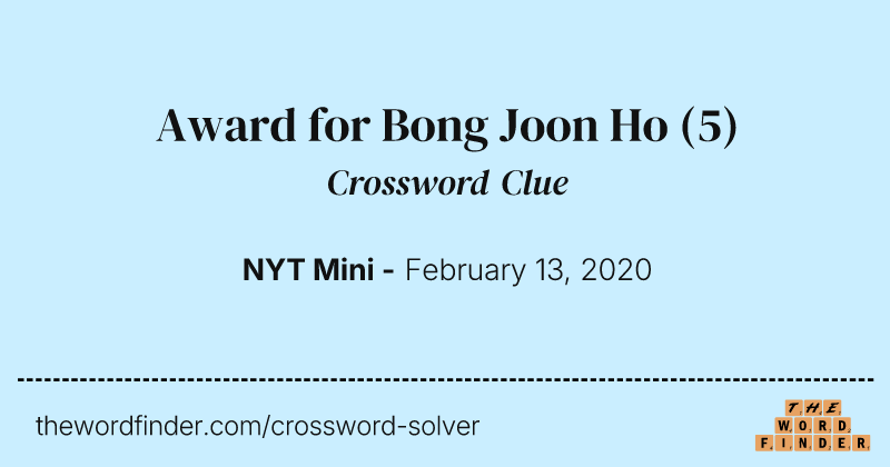 Award for Bong Joon Ho crossword clue image