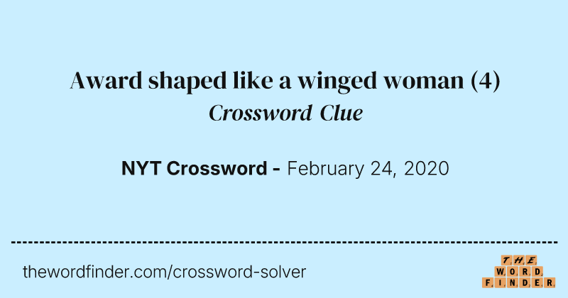 Award shaped like a winged woman crossword clue image