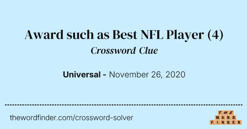 Award such as Best NFL Player crossword clue image