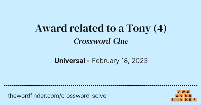 Award related to a Tony crossword clue image