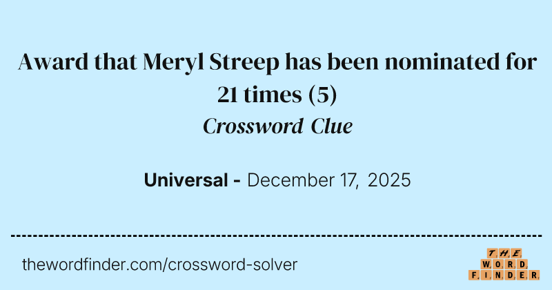Award that Meryl Streep has been nominated for 21 times crossword clue image