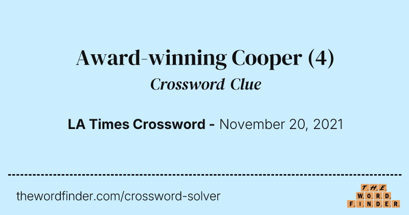 Award-winning Cooper crossword clue image