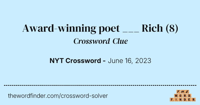 Award-winning poet ___ Rich crossword clue image