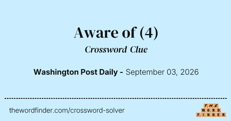 Aware of crossword clue image
