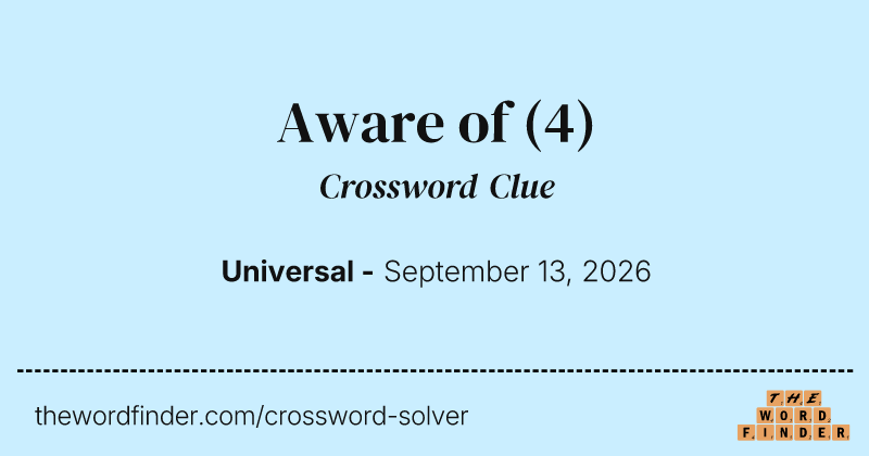 Aware of crossword clue image