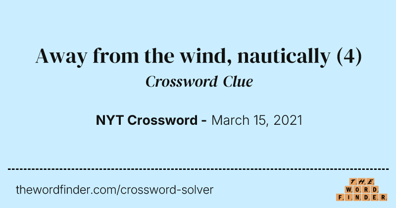 Away from the wind, nautically crossword clue image