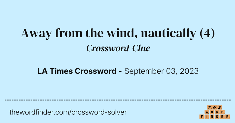 Away from the wind, nautically crossword clue image