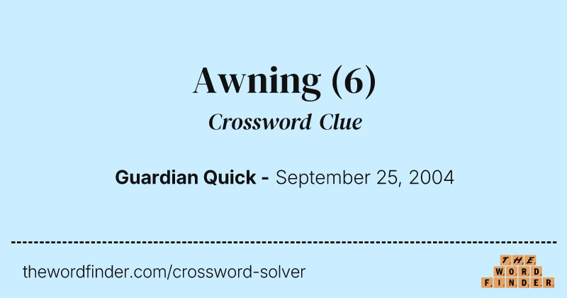 Awning crossword clue image