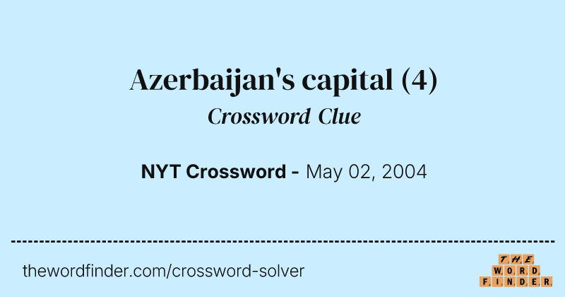 Azerbaijan's capital crossword clue image
