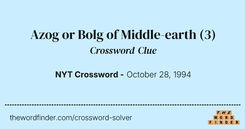 Azog or Bolg of Middle-earth crossword clue image
