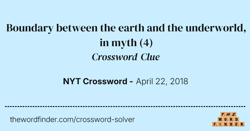 Boundary between the earth and the underworld, in myth crossword clue image