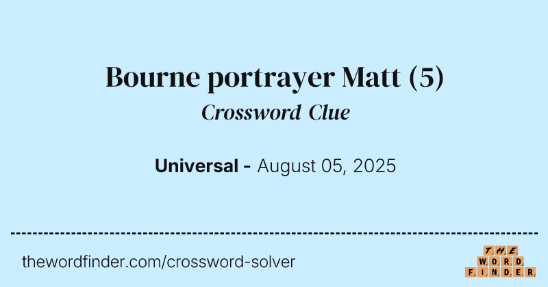 Bourne portrayer Matt crossword clue image