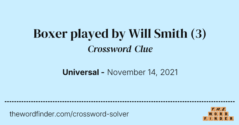 Boxer played by Will Smith crossword clue image