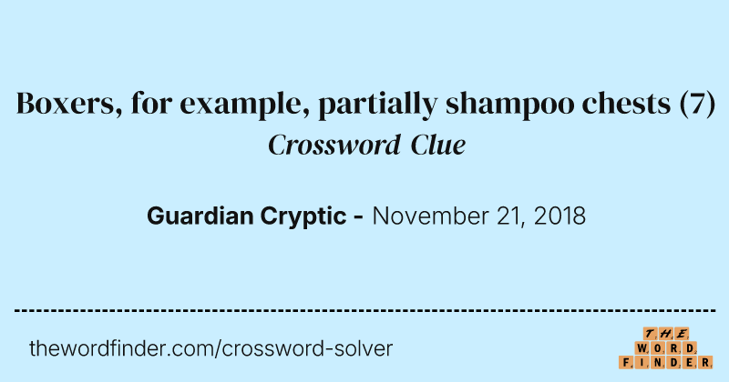 Boxers, for example, partially shampoo chests crossword clue image