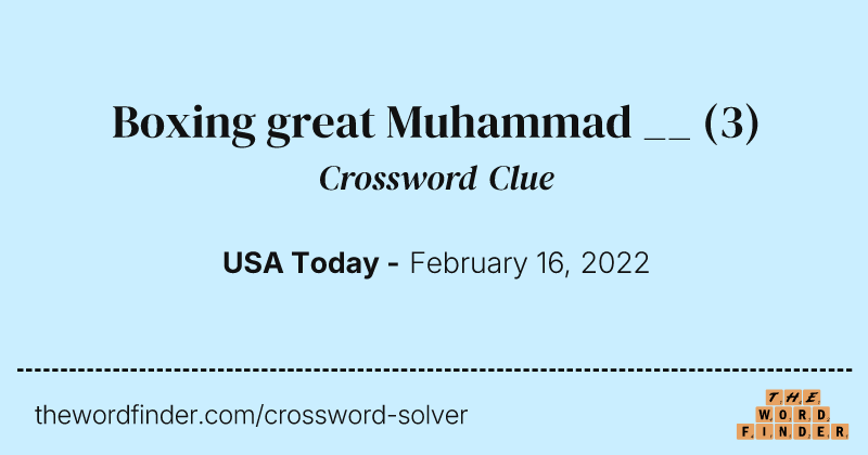 Boxing great Muhammad __ crossword clue image