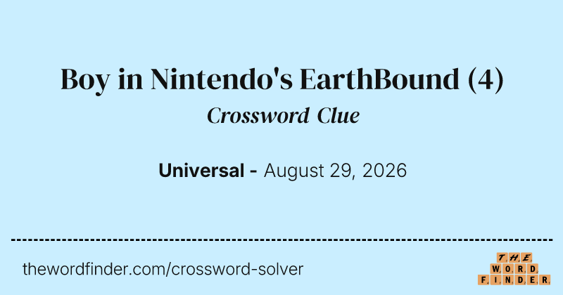 Boy in Nintendo's EarthBound crossword clue image