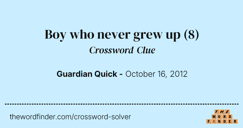 Boy who never grew up crossword clue image