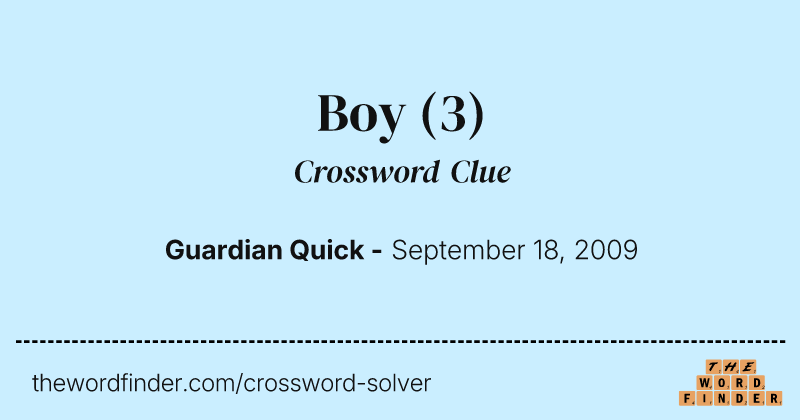Boy crossword clue image