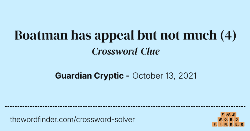 Boatman has appeal but not much crossword clue image