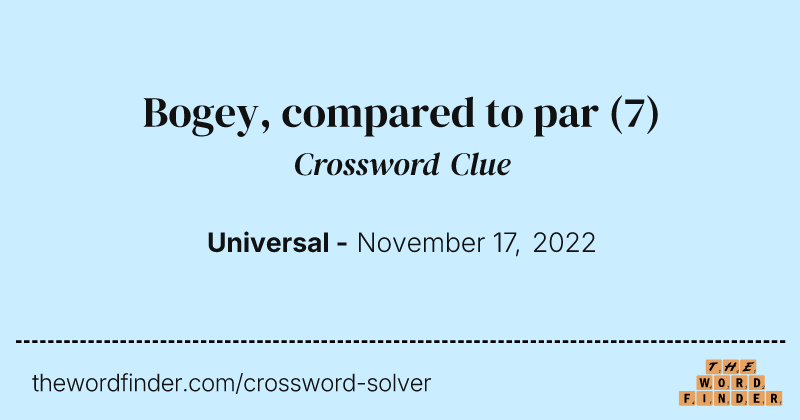 Bogey, compared to par crossword clue image