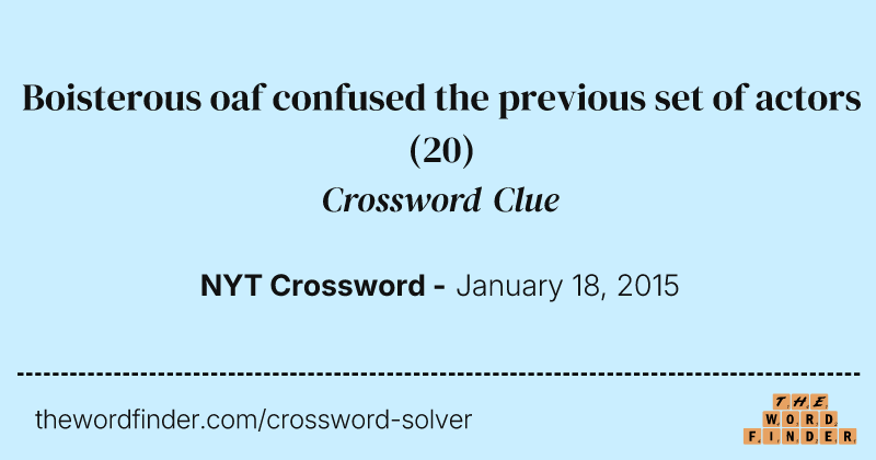 Boisterous oaf confused the previous set of actors crossword clue image
