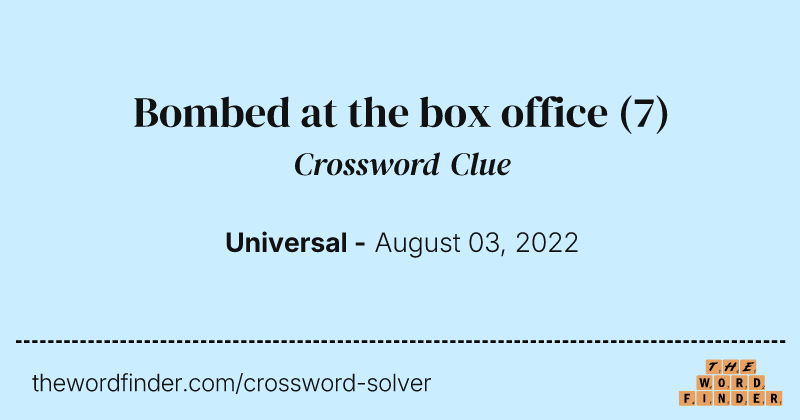 Bombed at the box office crossword clue image