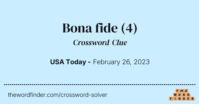 Bona fide crossword clue image