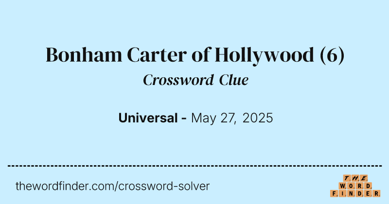 Bonham Carter of Hollywood crossword clue image