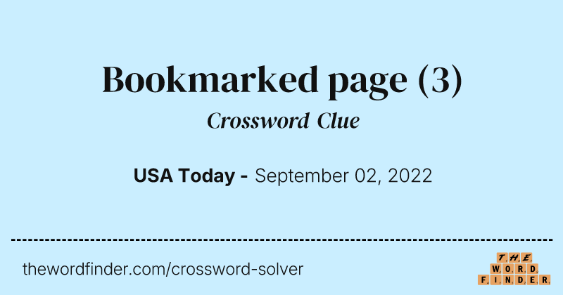 Bookmarked page crossword clue image