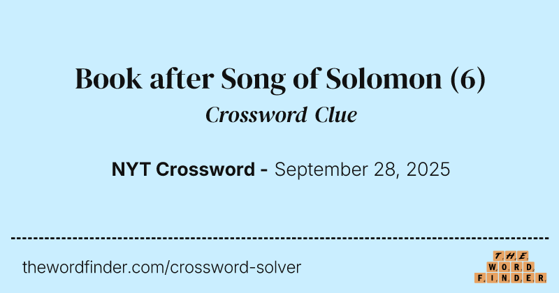 Book after Song of Solomon crossword clue image