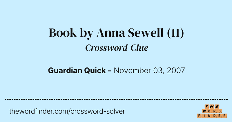 Book by Anna Sewell crossword clue image