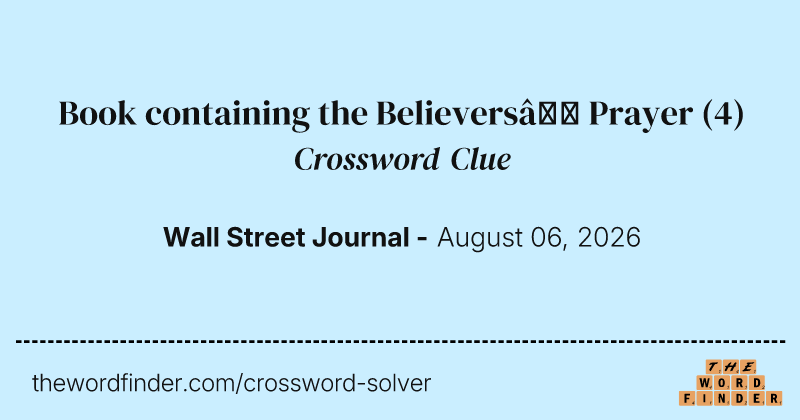 Book containing the Believers’ Prayer crossword clue image