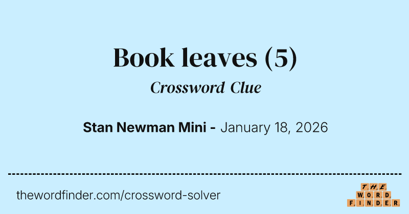 Book leaves crossword clue image