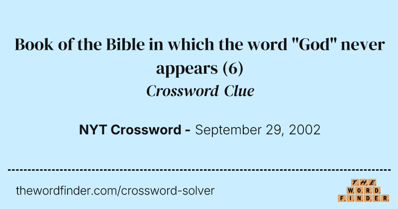 Book of the Bible in which the word "God" never appears crossword clue image