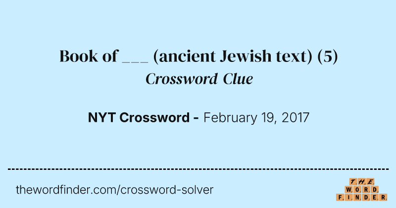 Book of ___ (ancient Jewish text) crossword clue image