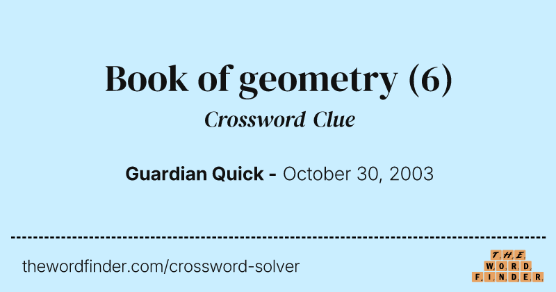 Book of geometry crossword clue image