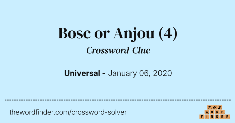 Bosc or Anjou crossword clue image