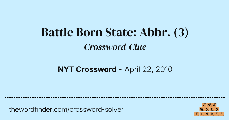 Battle Born State: Abbr. crossword clue image