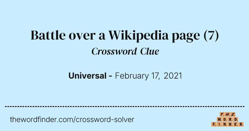 Battle over a Wikipedia page crossword clue image