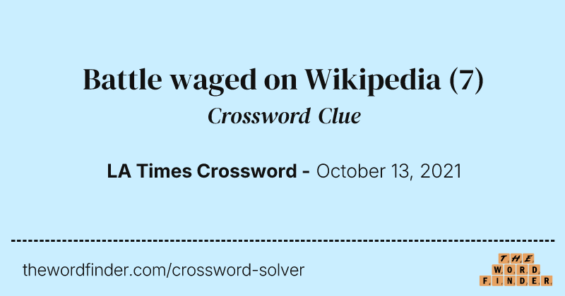 Battle waged on Wikipedia crossword clue image